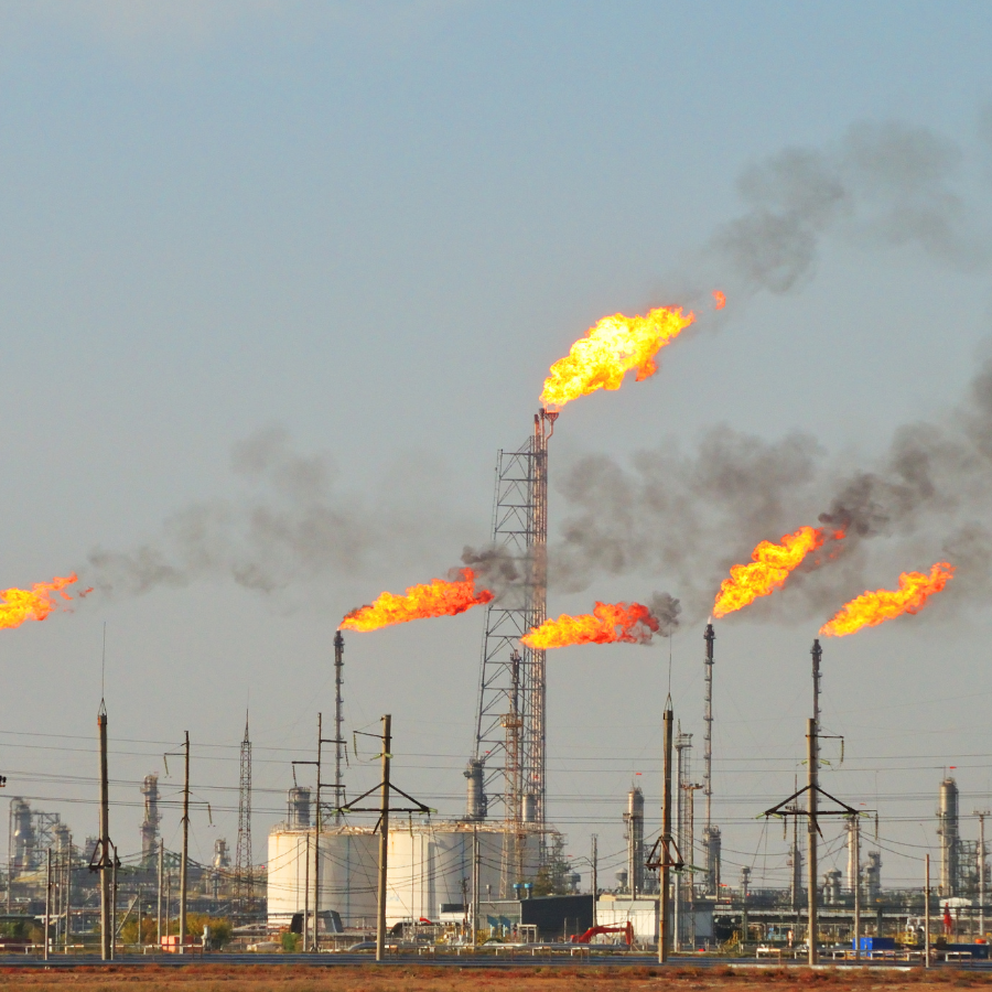 Gas flaring at a major natural gas facility—an environmental concern among the top 10 natural gas exporting countries.
