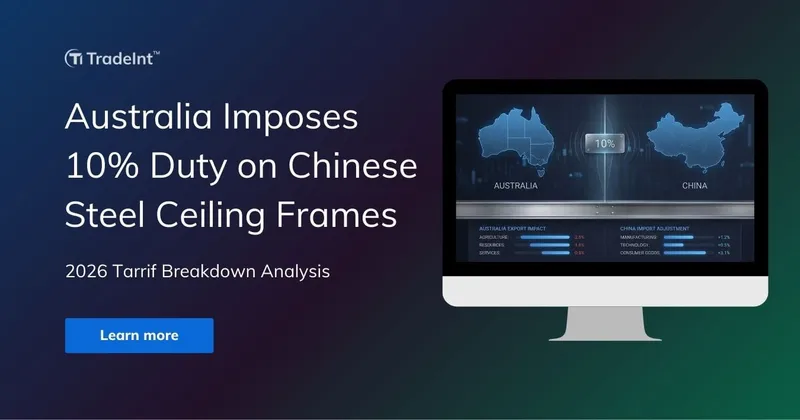 Australia announce a 10% tariff on Chinese steel frames
