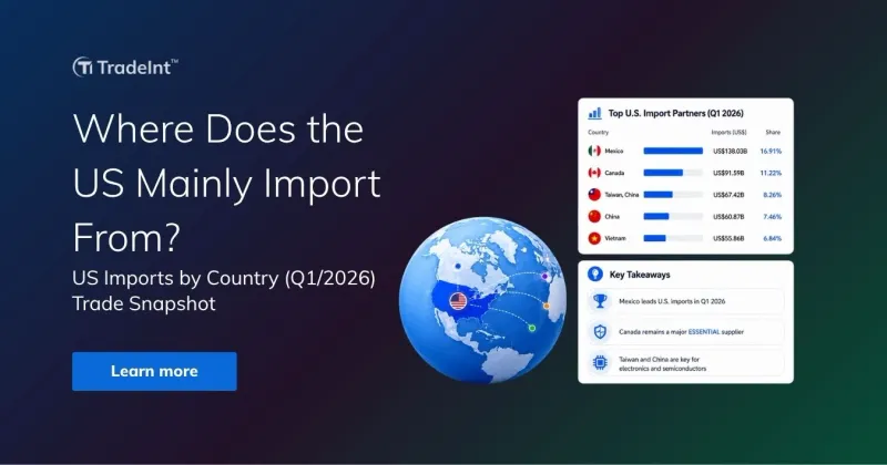Where does the US import from? US imports by country Q1/2026