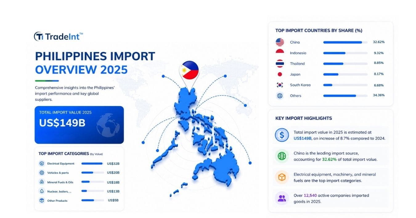 Philippines import data showing customs records, shipment details, importers list from Bureau of Customs, including HS code and bill of lading information
