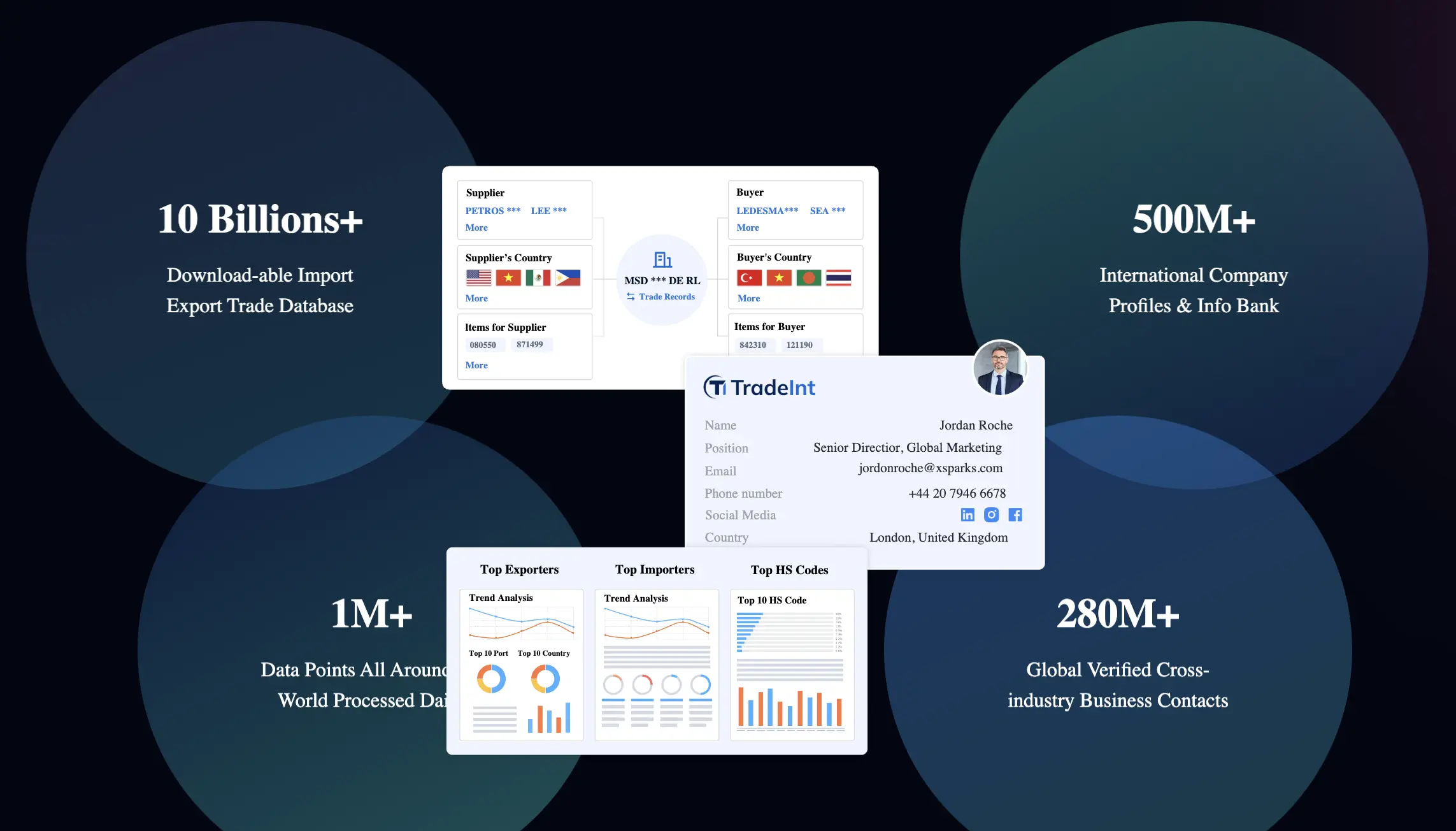 Illustration comparing TradeInt as a better ImportGenius alternative with enhanced trade data coverage, company database, and shipment insights