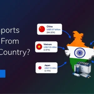 TradeInt banner showing India lithium imports by country, with China, Vietnam, Japan, South Korea and United States as top suppliers.