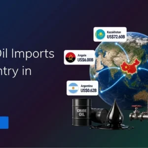TradeInt banner showing China oil import by country in 2026, with Kazakhstan, Angola, United States, Argentina and Niger as top sources.